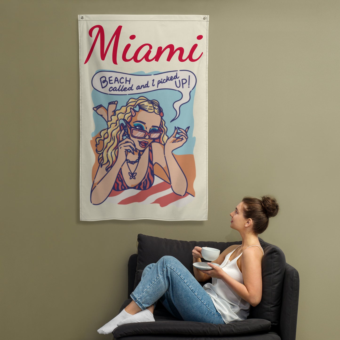 MIAMI BEACH FLAG - Miami Beach Florida Flag - Miami Beach Decor