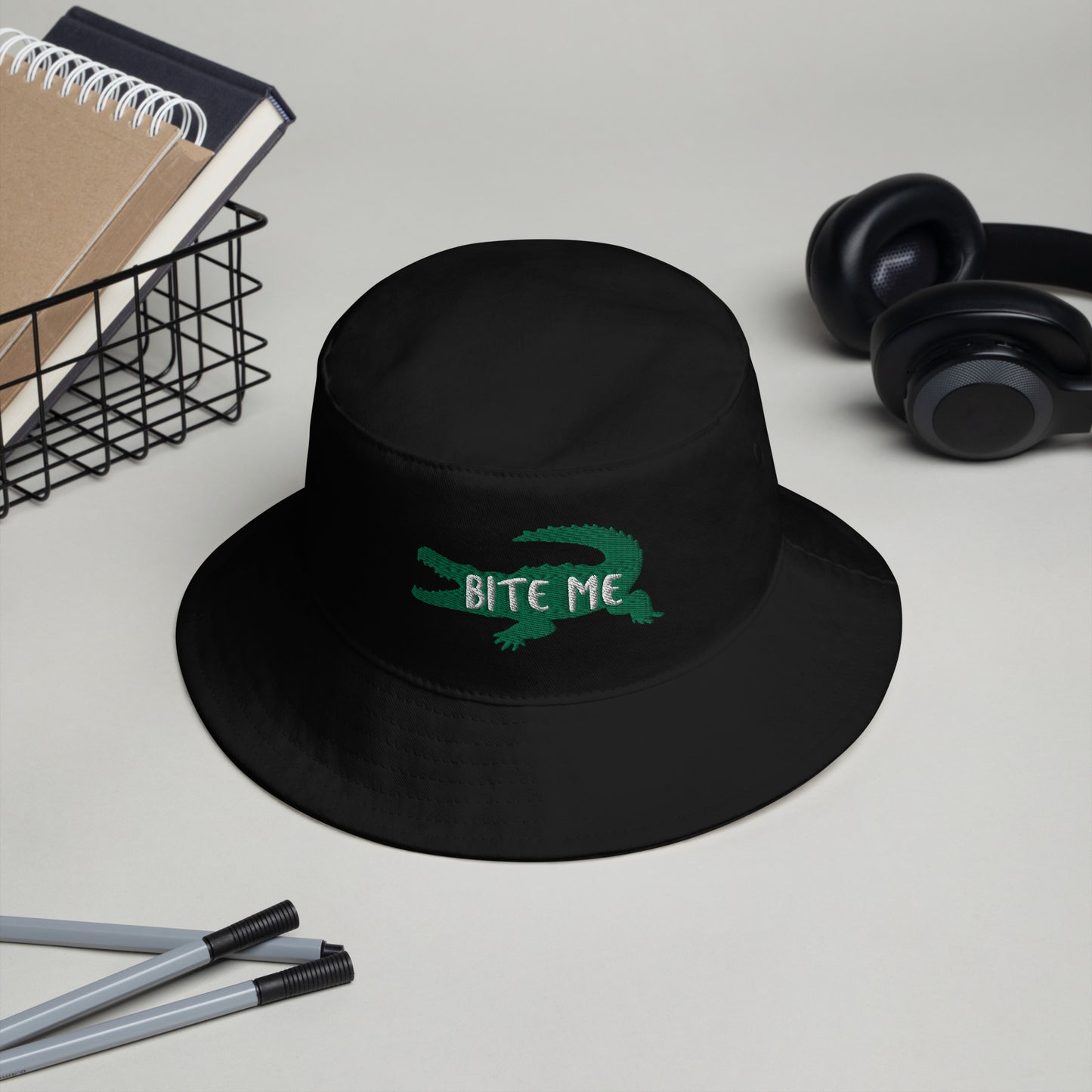 FLORIDA ALLIGATOR BUCKET HAT "Bite Me" - Florida Fashion Alligator Bucket Hat - Big Accessories