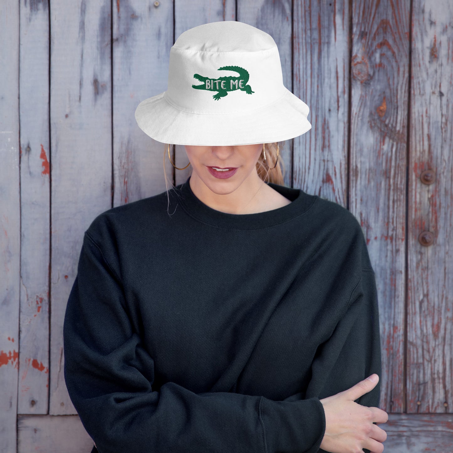 FLORIDA ALLIGATOR BUCKET HAT "Bite Me" - Florida Fashion Alligator Bucket Hat - Big Accessories