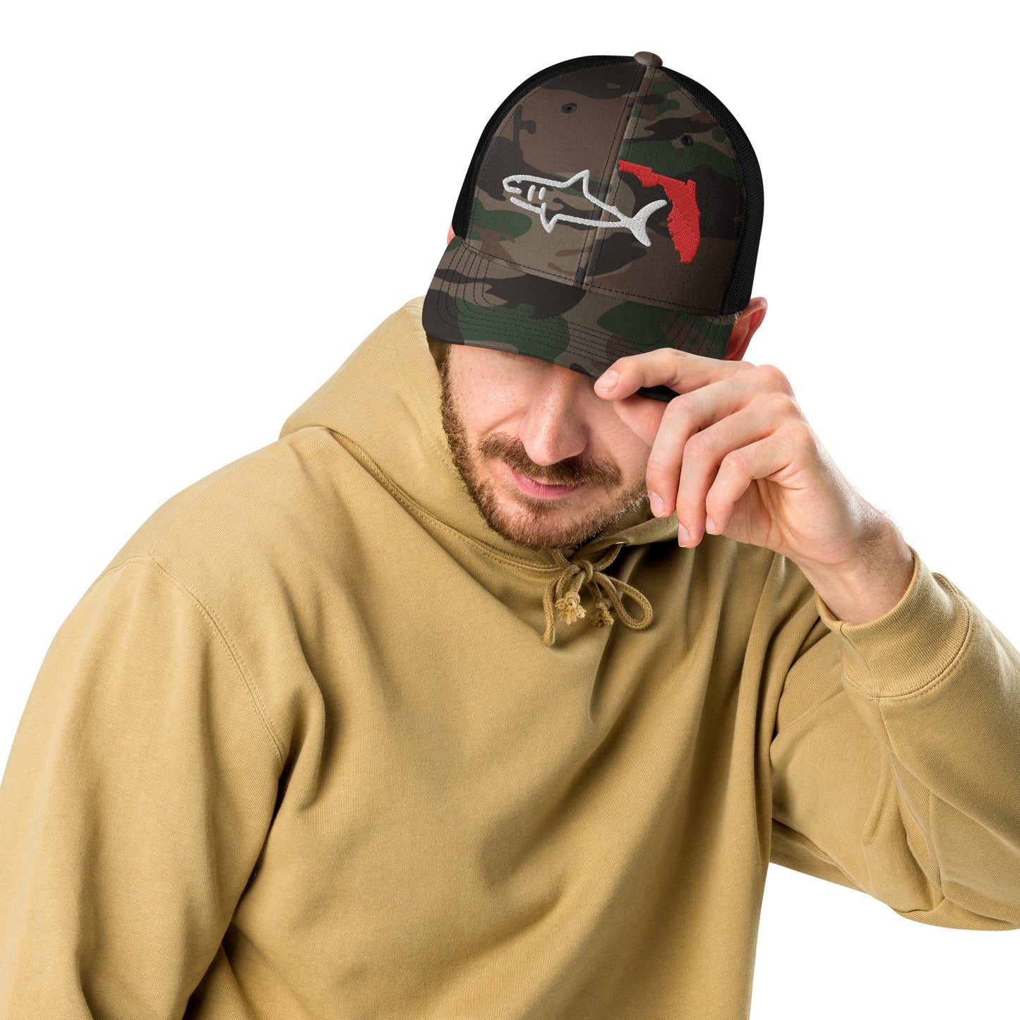 FLORIDA SHARK TRUCKER HAT - Camouflage Florida Shark trucker hat