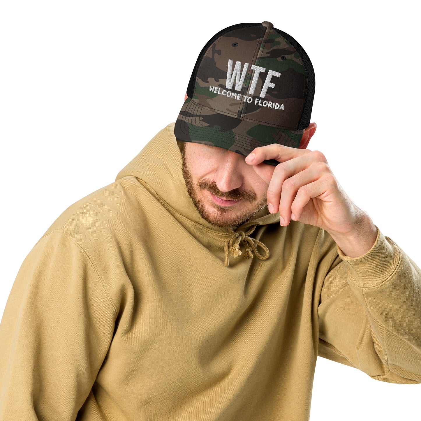 WELCOME TO FLORIDA HAT - Camouflage Florida WTF trucker hat