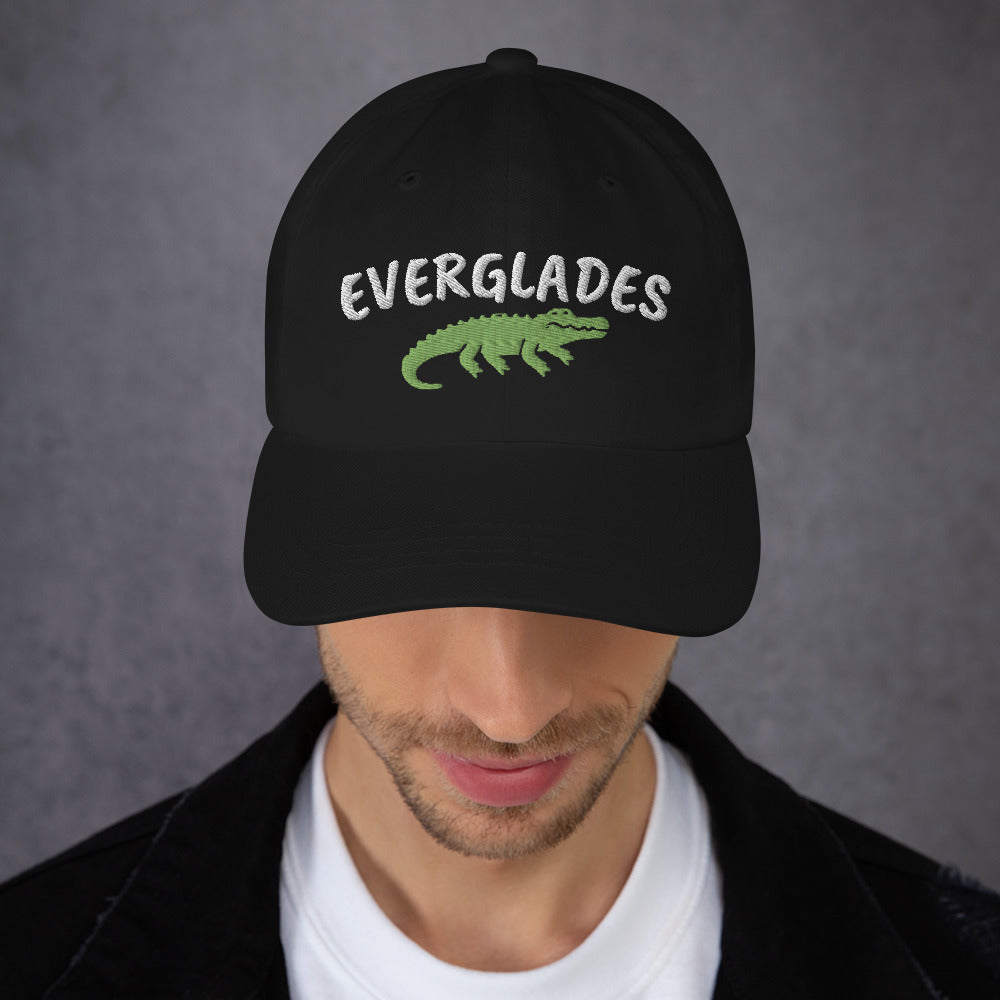 EVERGLADES WITH ALLIGATOR Dad hat - Everglades Florida Hats - Florida Alligator Hat