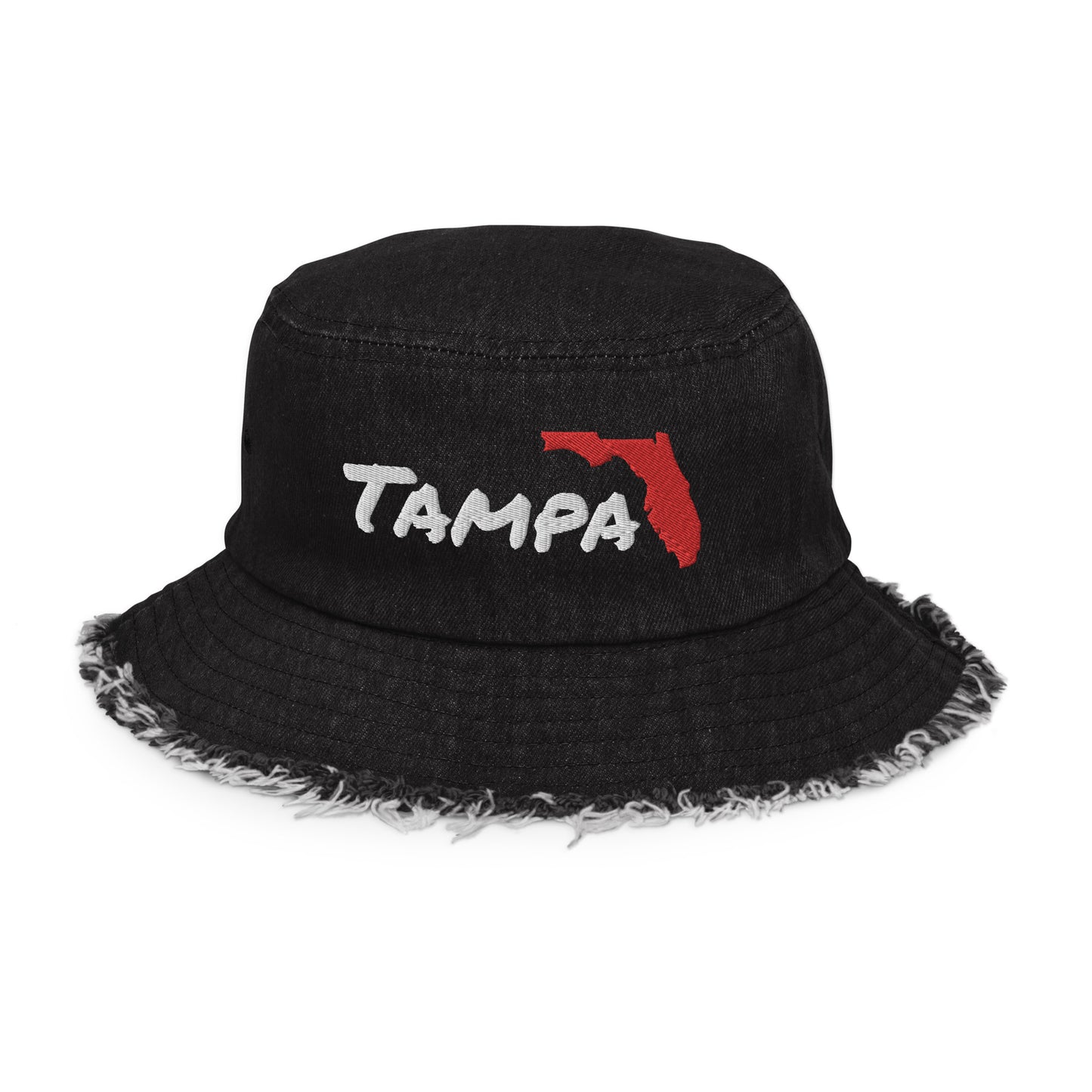 TAMPA, FL BUCKET HAT - Tampa Florida Distressed denim bucket hat