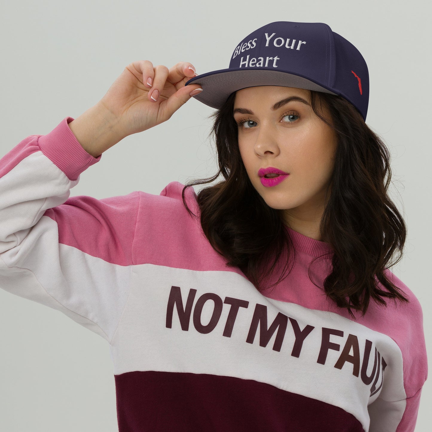 BLESS YOUR HEART Snapback Hat - Bless Your Hear Left Side FL Map