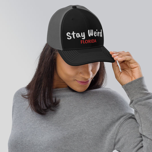 STAY WEIRD FLORIDA TRUCKER CAP - Stay Weird Florida Snapback Trucker Hat