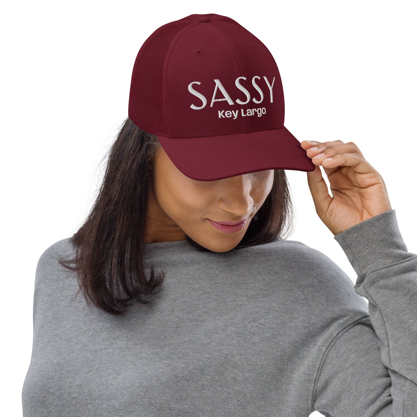 SASSY KEY LARGO FLORIDA CAP - Key Largo Sassy Snapback Trucker Hat