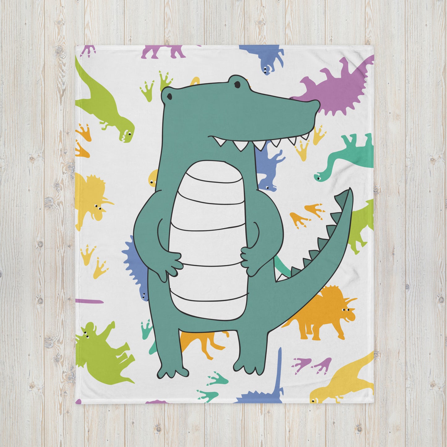 CHILDREN'S ALLIGATOR W/ DINOSAURS Throw Blanket