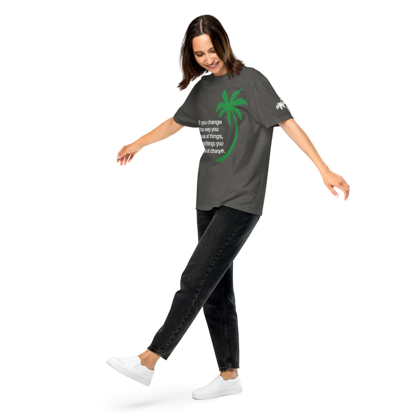 CHANGE THE WAY YOU LOOK AT THINGS PALM TREE T-SHIRT - Sayings and Quotes Unisex Florida Palm Trees Left Sleeve Shirt