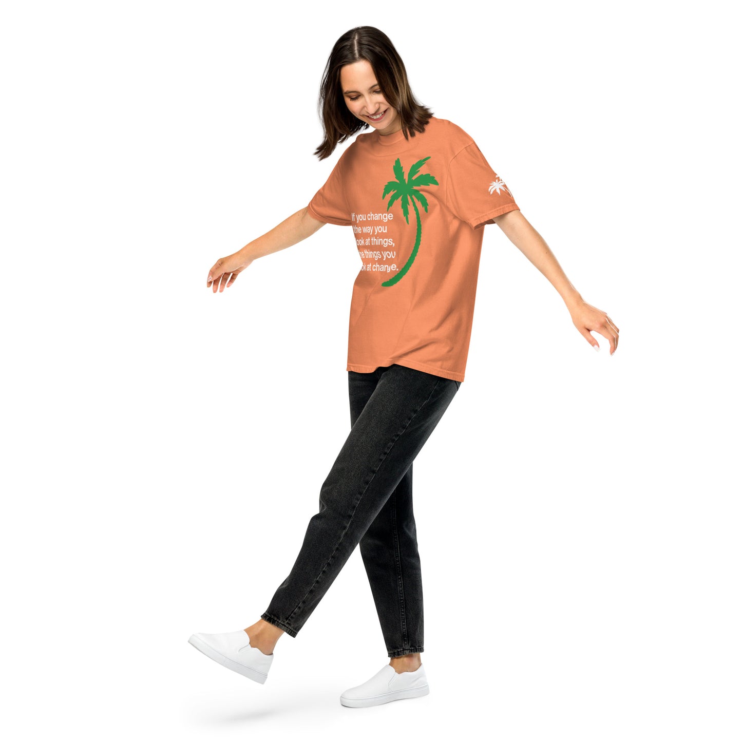 CHANGE THE WAY YOU LOOK AT THINGS PALM TREE T-SHIRT - Sayings and Quotes Unisex Florida Palm Trees Left Sleeve Shirt