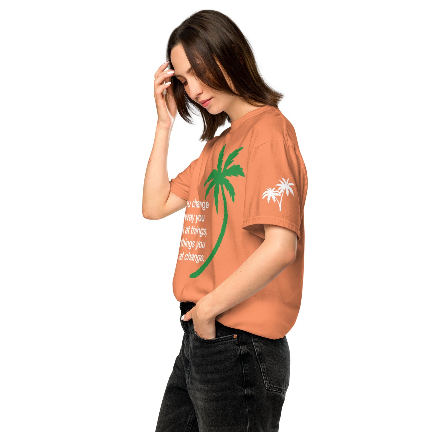 CHANGE THE WAY YOU LOOK AT THINGS PALM TREE T-SHIRT - Sayings and Quotes Unisex Florida Palm Trees Left Sleeve Shirt