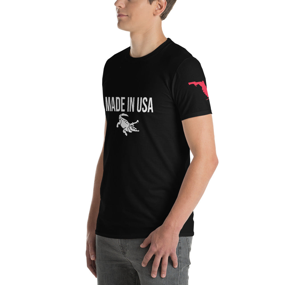 MADE IN USA ALLIGATOR T-SHIRT W/ FLORIDA MAP LEFT SLEEVE - Florida Alligator Premium Lightweight T-Shirt