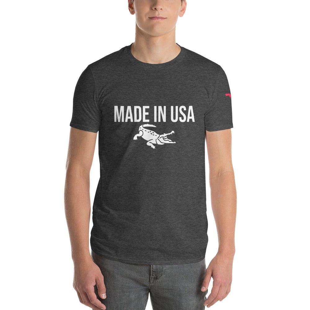 MADE IN USA ALLIGATOR T-SHIRT W/ FLORIDA MAP LEFT SLEEVE - Florida Alligator Premium Lightweight T-Shirt