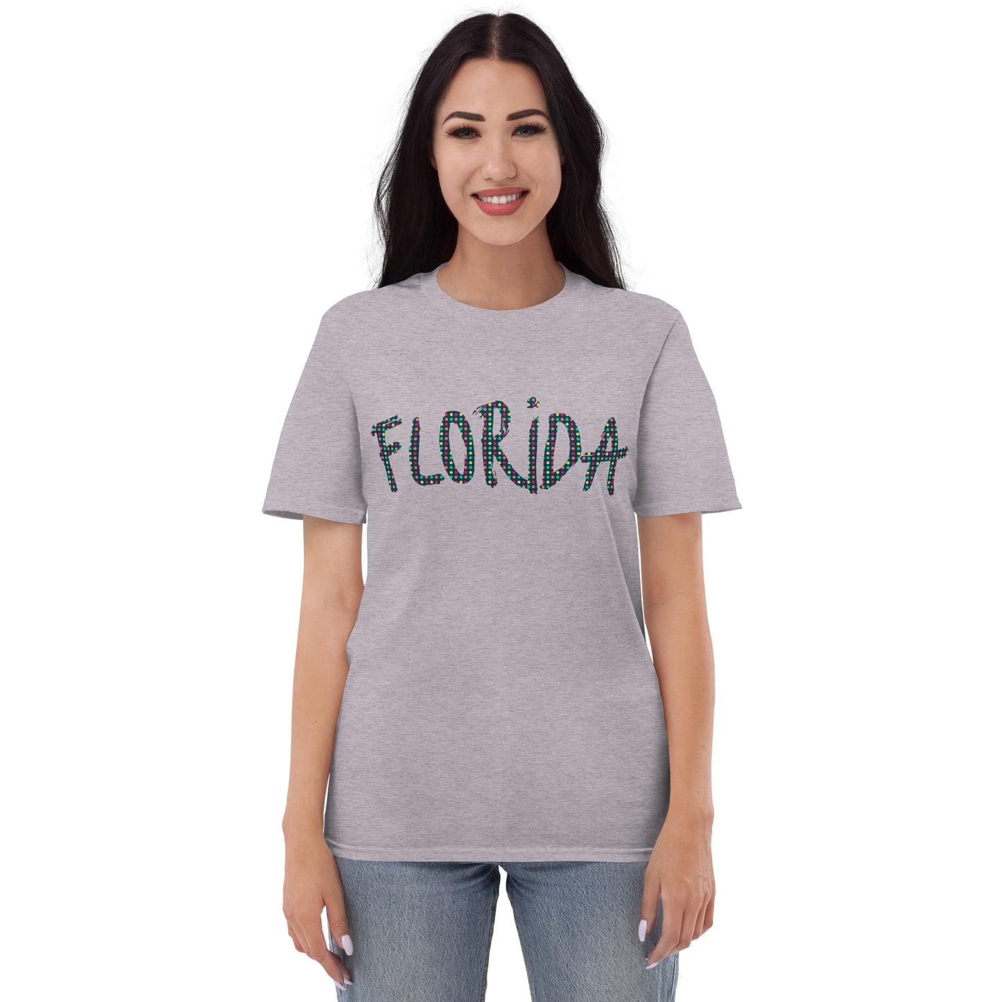 FLORIDA T-SHIRT - Florida Shirt - Unisex White & Grey Florida T-Shirt - Gildan 980