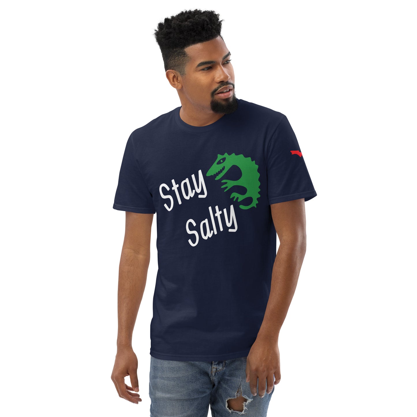 STAY SALTY FLORIDA TSHIRT W/ ALLIGATOR AND LEFT SLEEVE MAP - Florida Unisex Lightweight T-Shirt - Gildan 980