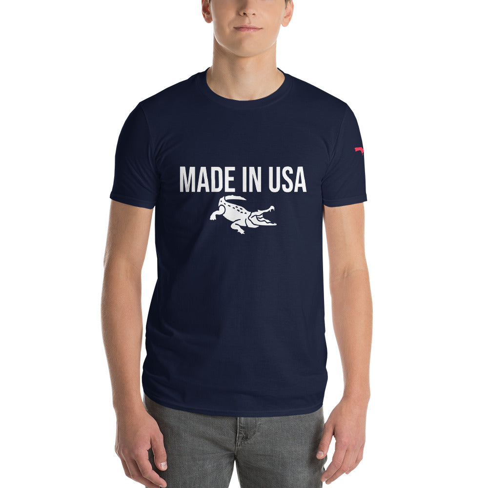 MADE IN USA ALLIGATOR T-SHIRT W/ FLORIDA MAP LEFT SLEEVE - Florida Alligator Premium Lightweight T-Shirt