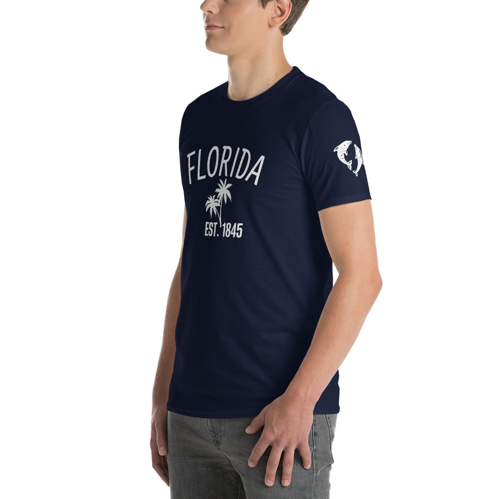 FLORIDA SHIRT WITH DOLPHINS - Florida T-Shirt with Dolphins on Left Sleeve V2
