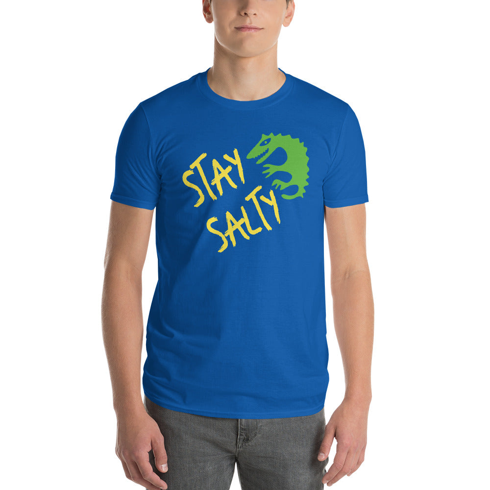 STAY SALTY FLORIDA TSHIRT W/ ALLIGATOR AND LEFT SLEEVE MAP - Florida Unisex Lightweight T-Shirt - V3