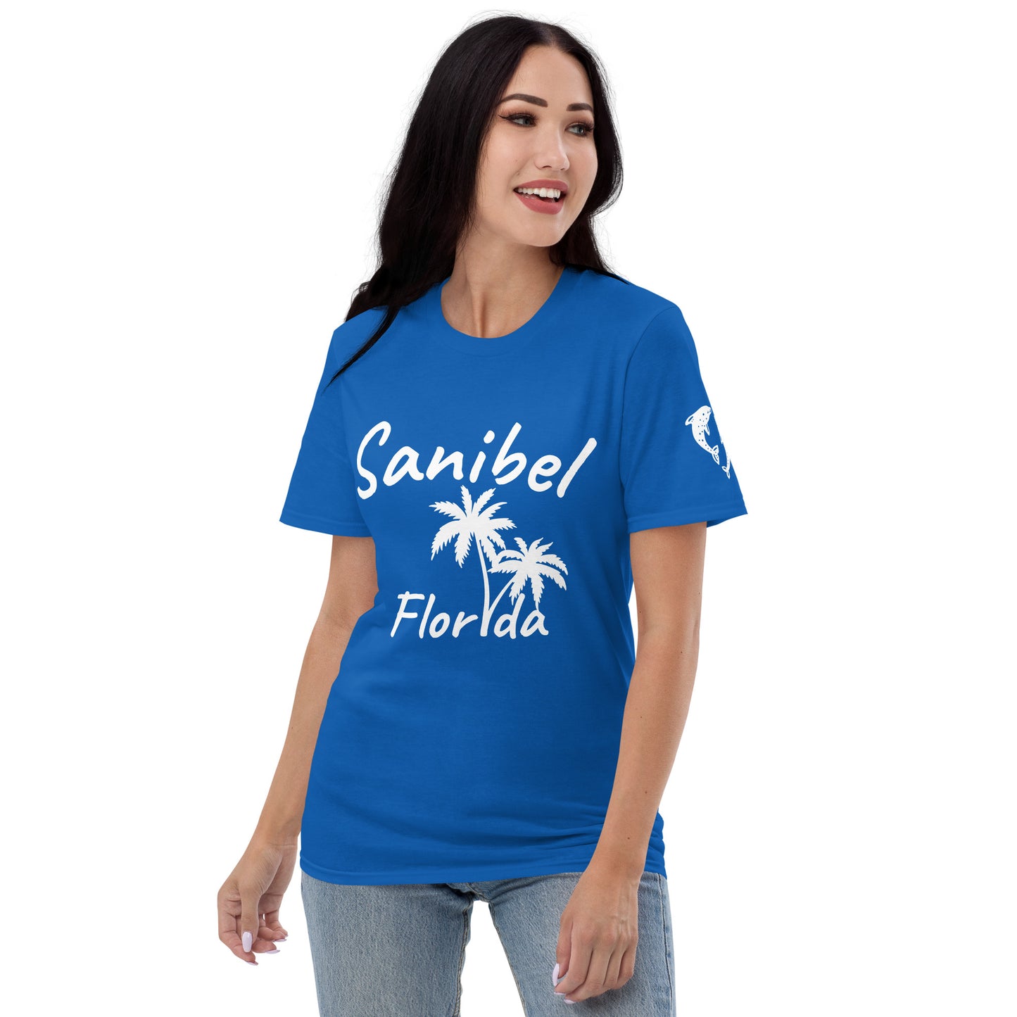 SANIBEL FLORIDA PALM TREE T-SHIRT - Palm Tree Dolphin Shirt Sanibel Island Florida