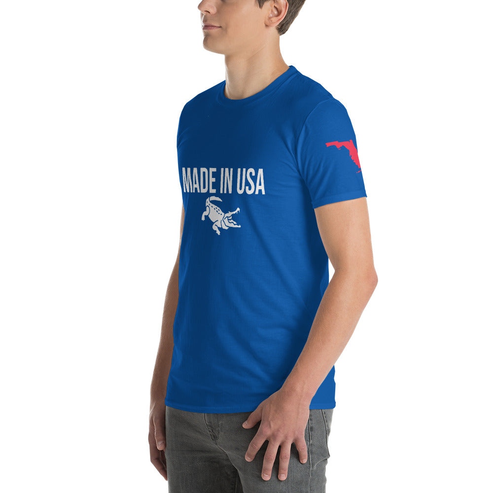 MADE IN USA ALLIGATOR T-SHIRT W/ FLORIDA MAP LEFT SLEEVE - Florida Alligator Premium Lightweight T-Shirt
