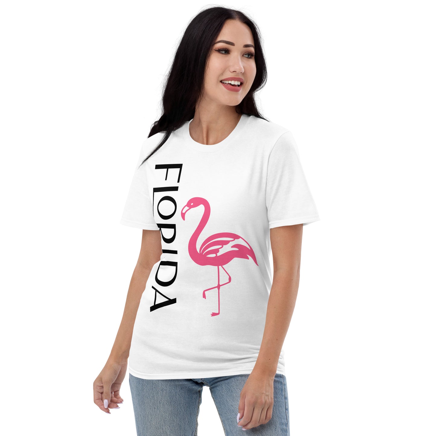 FLORIDA TSHIRT W/ PINK FLAMINGO - Florida Unisex Lightweight T-Shirt - Gildan 980