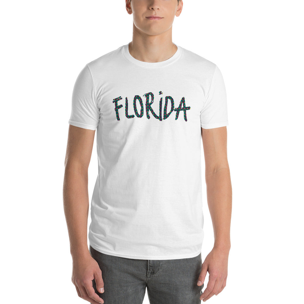 FLORIDA T-SHIRT - Florida Shirt - Unisex White & Grey Florida T-Shirt - Gildan 980