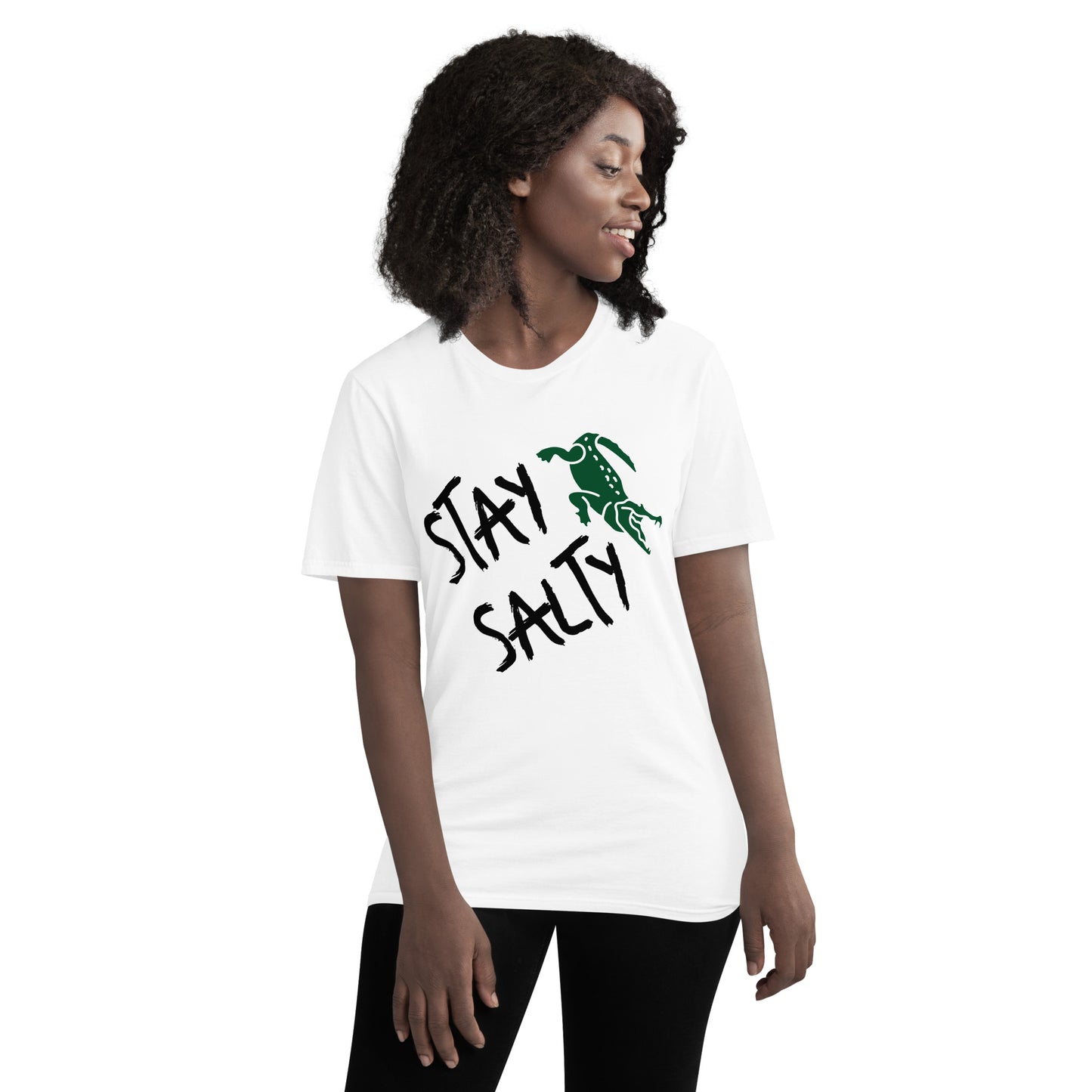 STAY SALTY FLORIDA T-SHIRT W/ALLIGATOR - Florida Unisex Lightweight White Alligator T-Shirt