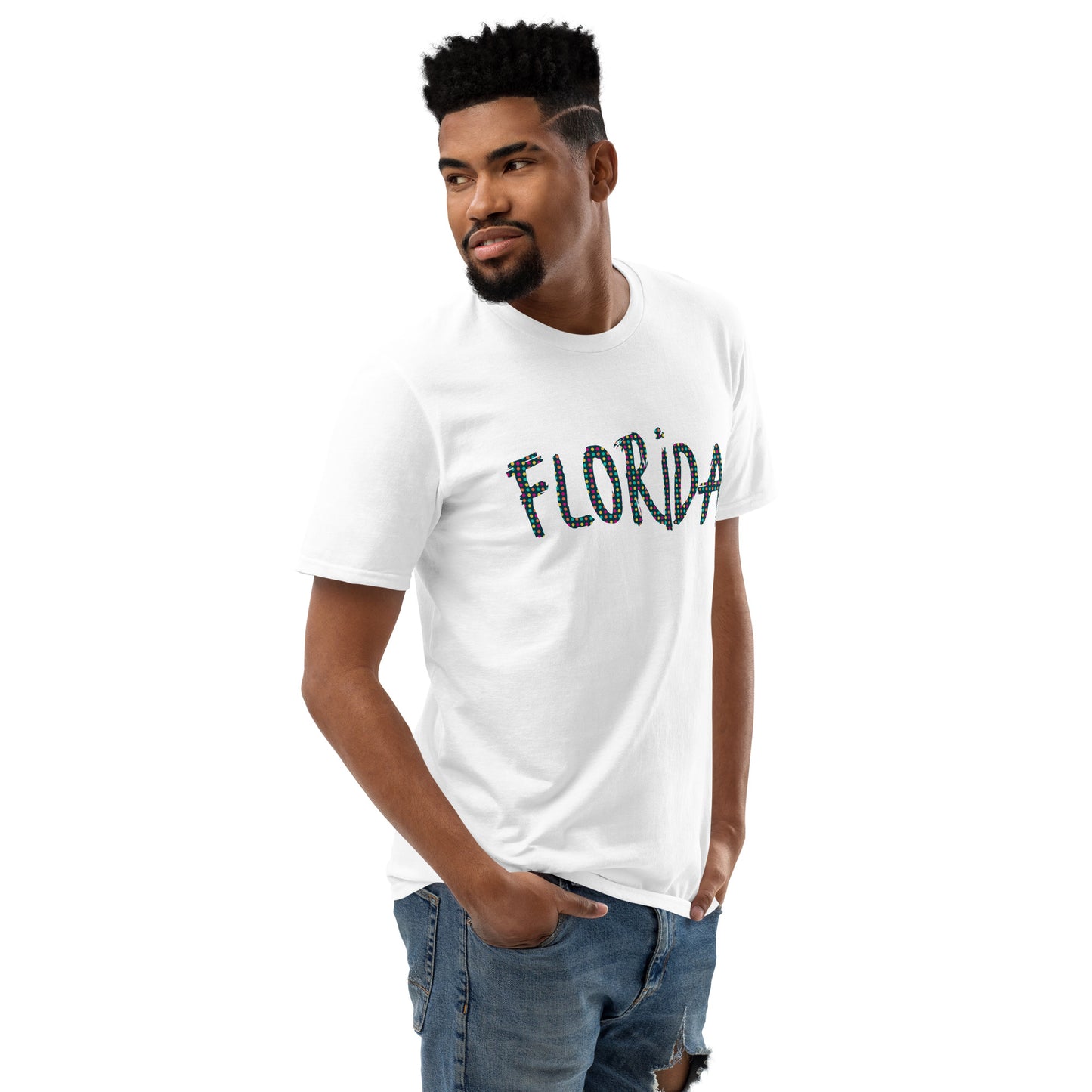 FLORIDA T-SHIRT - Florida Shirt - Unisex White & Grey Florida T-Shirt - Gildan 980