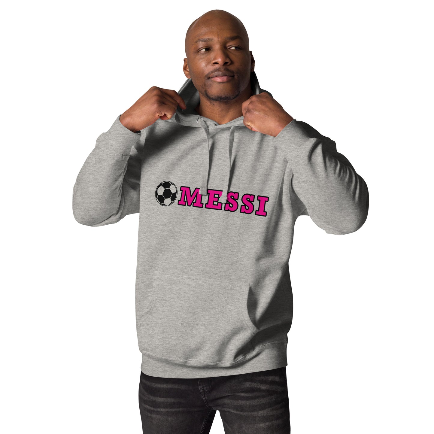 MESSI HOODIE W/ SOCCER BALL - Messi Soccer Ball - Unisex Premium Hoodie - Cotton Heritage M2580