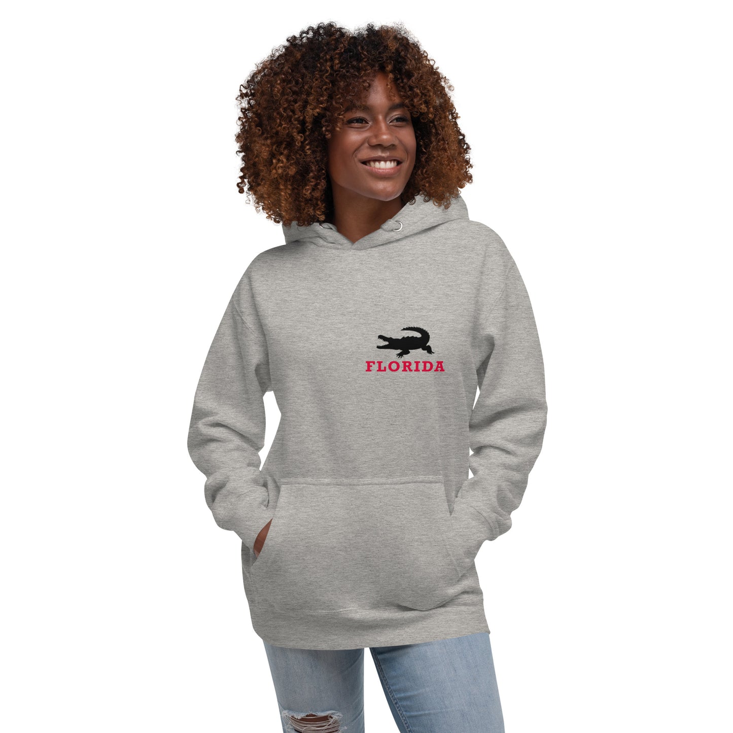 FLORIDA HOODIE W/ ALLIGATOR (white) - Unisex Premium Hoodie - Cotton Heritage Sweatshirt M2580
