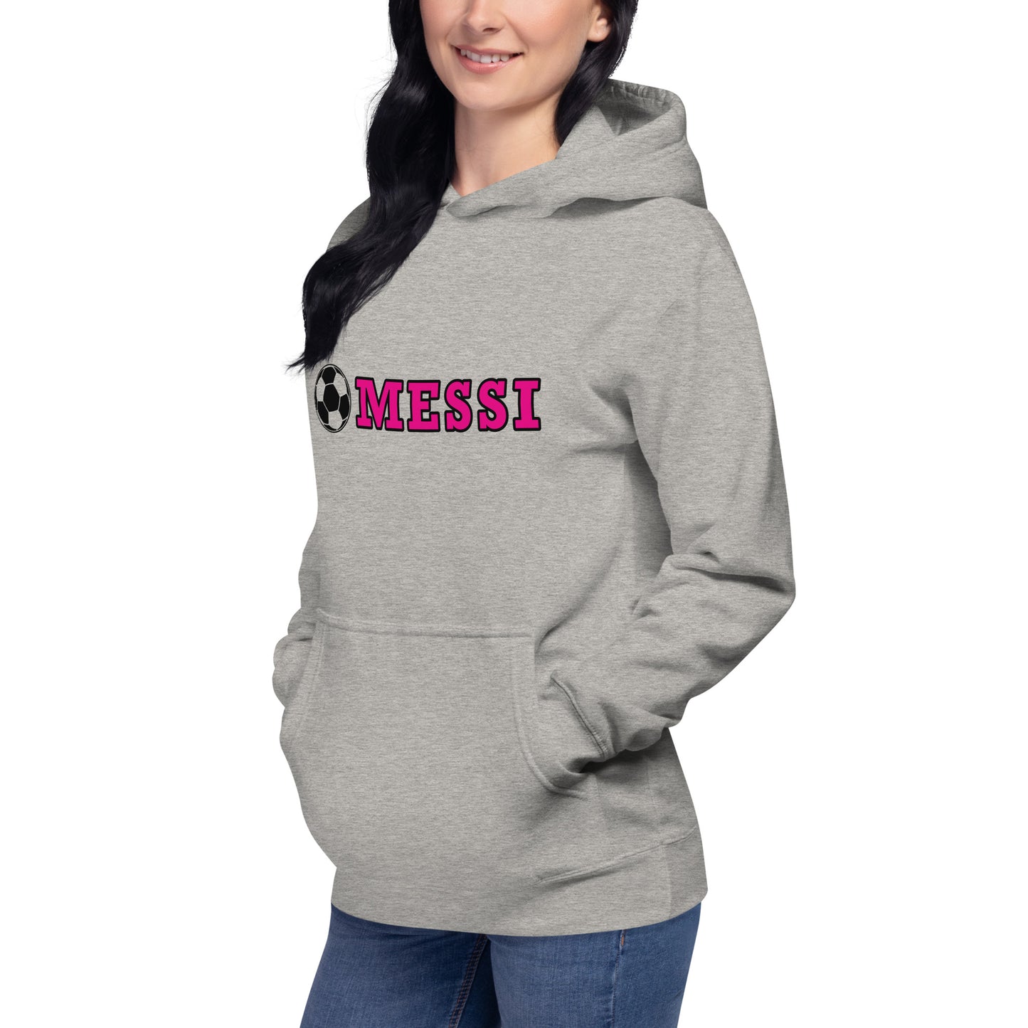 MESSI HOODIE W/ SOCCER BALL - Messi Soccer Ball - Unisex Premium Hoodie - Cotton Heritage M2580