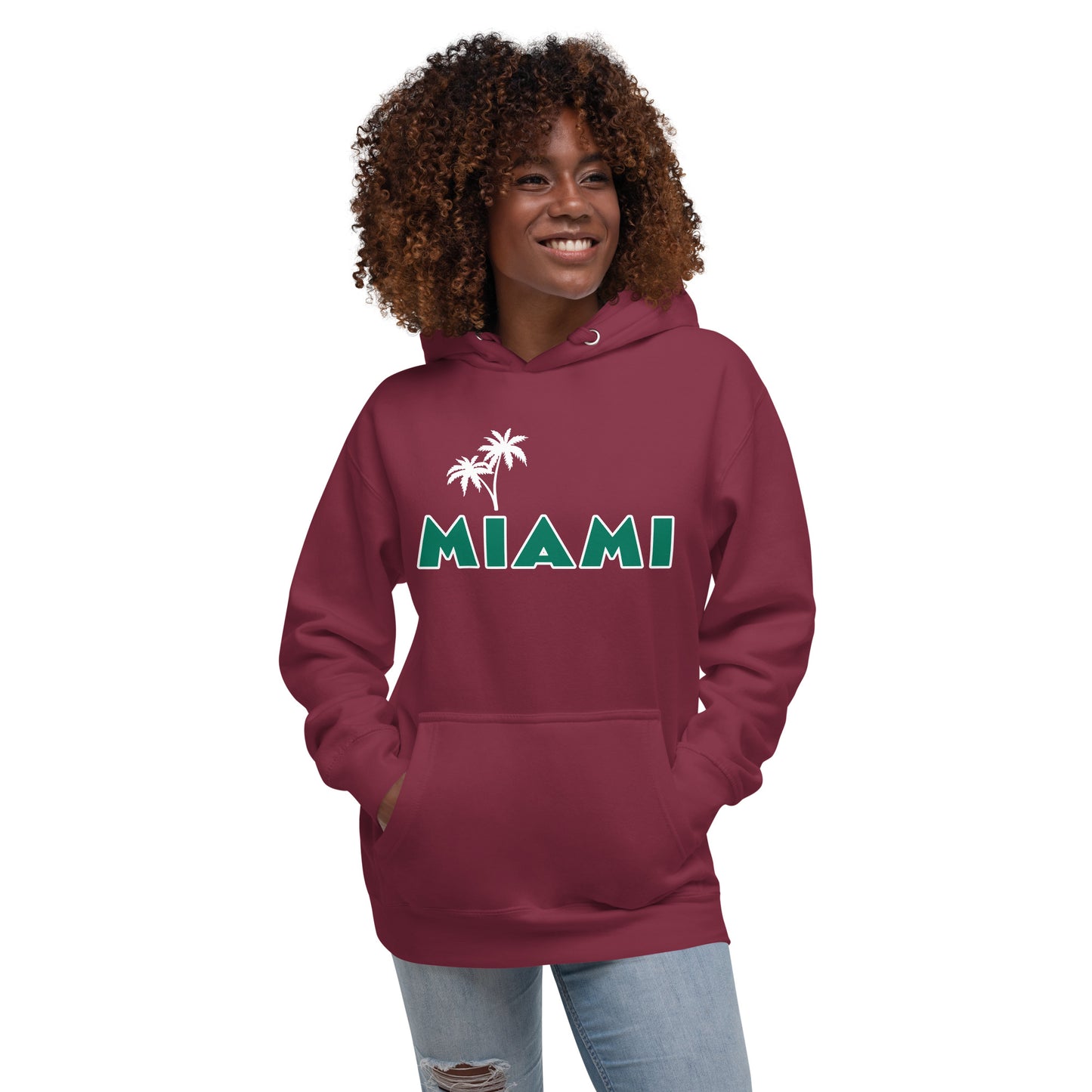 MIAMI W/ PALM TREES - Unisex Premium Hoodie V2 - Cotton Heritage M2580