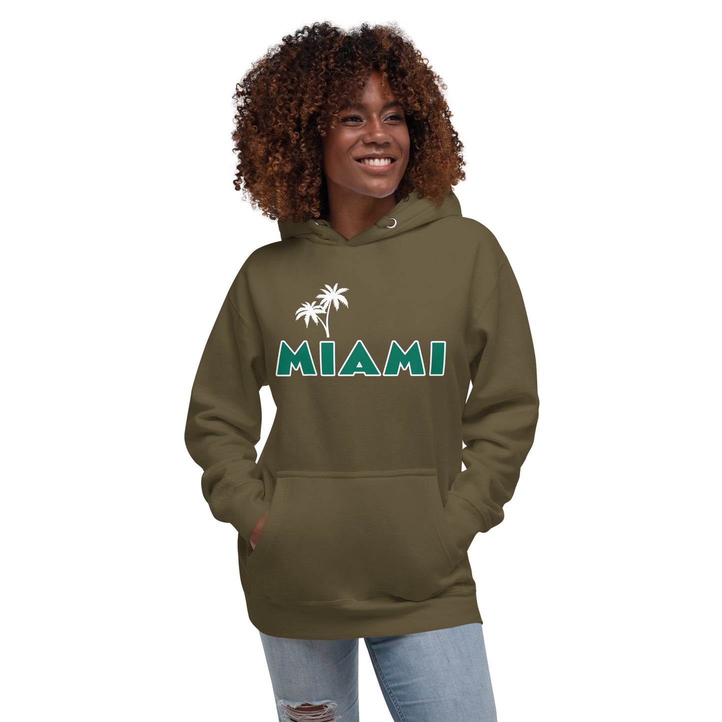 MIAMI W/ PALM TREES - Unisex Premium Hoodie V2 - Cotton Heritage M2580