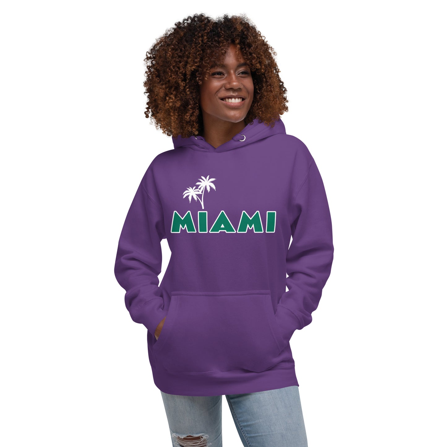 MIAMI W/ PALM TREES - Unisex Premium Hoodie V2 - Cotton Heritage M2580