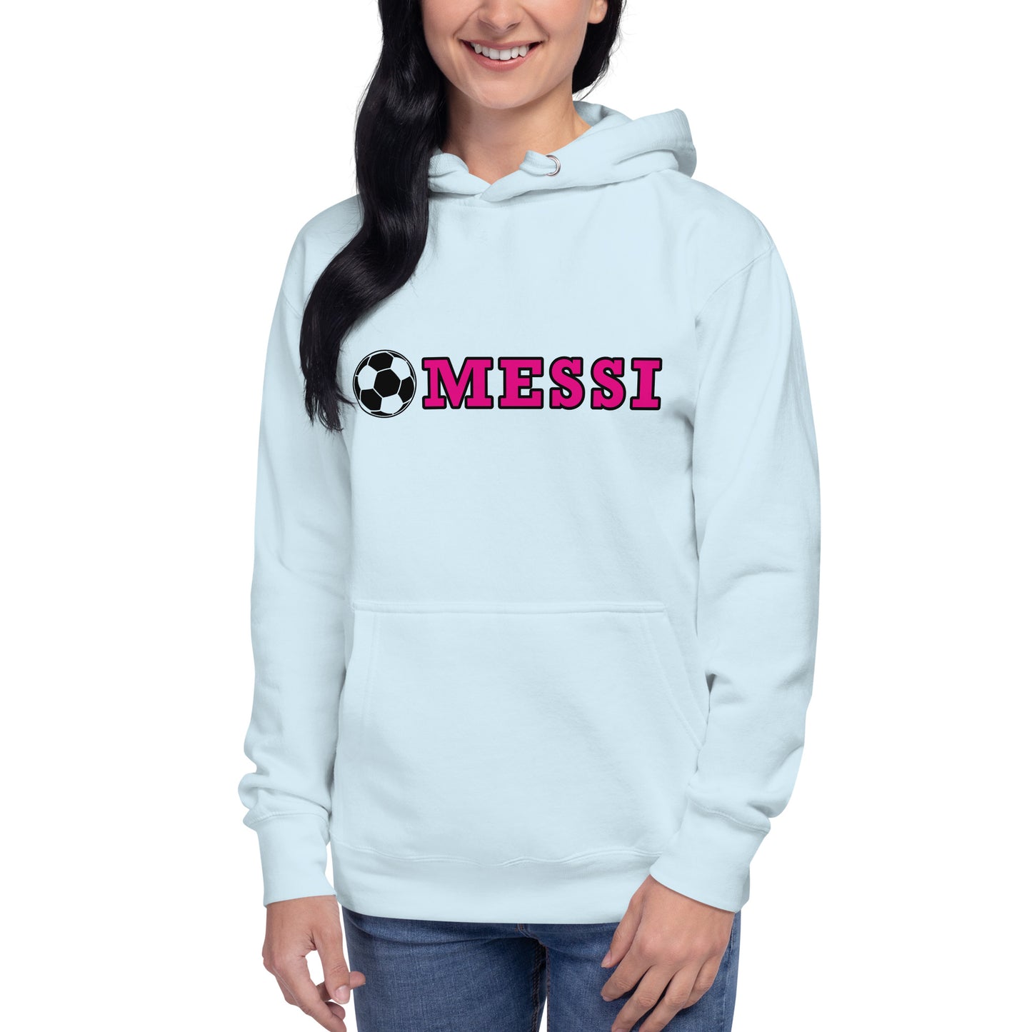MESSI HOODIE W/ SOCCER BALL - Messi Soccer Ball - Unisex Premium Hoodie - Cotton Heritage M2580