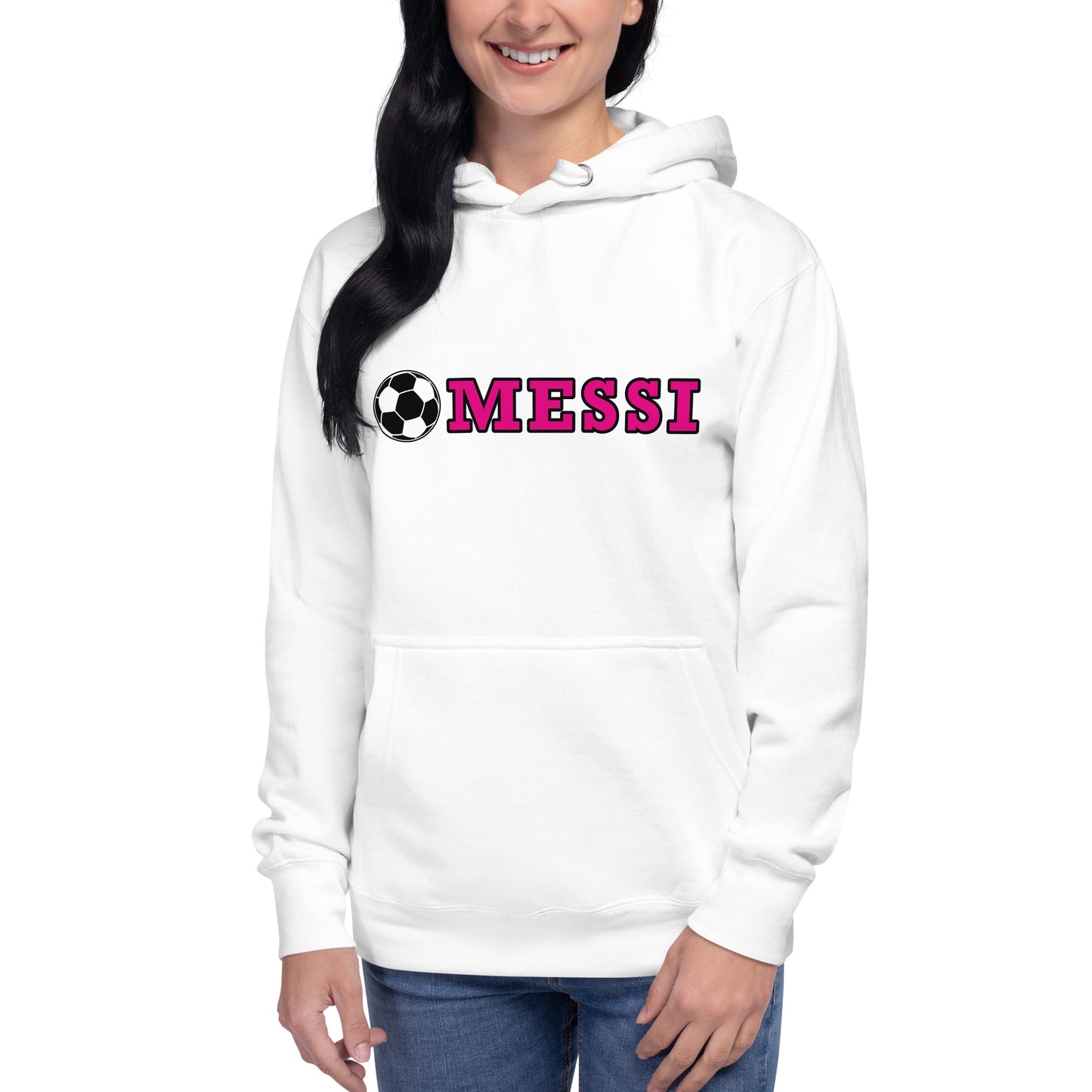 MESSI HOODIE W/ SOCCER BALL - Messi Soccer Ball - Unisex Premium Hoodie - Cotton Heritage M2580