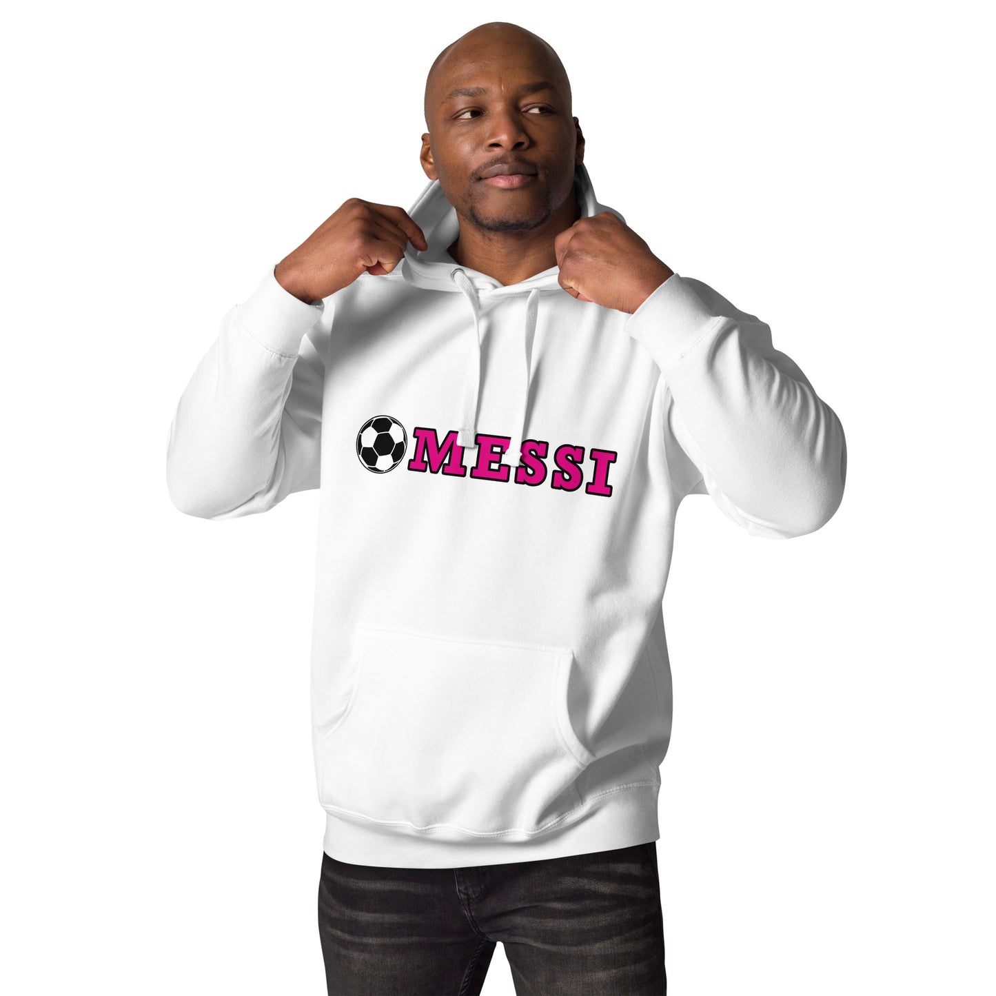 MESSI HOODIE W/ SOCCER BALL - Messi Soccer Ball - Unisex Premium Hoodie - Cotton Heritage M2580
