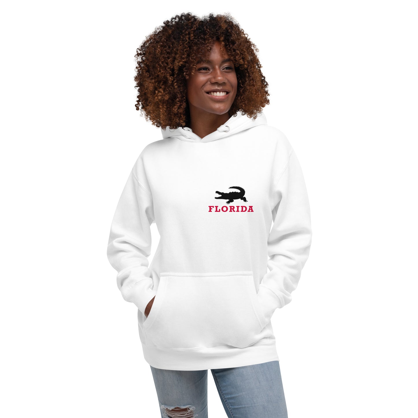 FLORIDA HOODIE W/ ALLIGATOR (white) - Unisex Premium Hoodie - Cotton Heritage Sweatshirt M2580