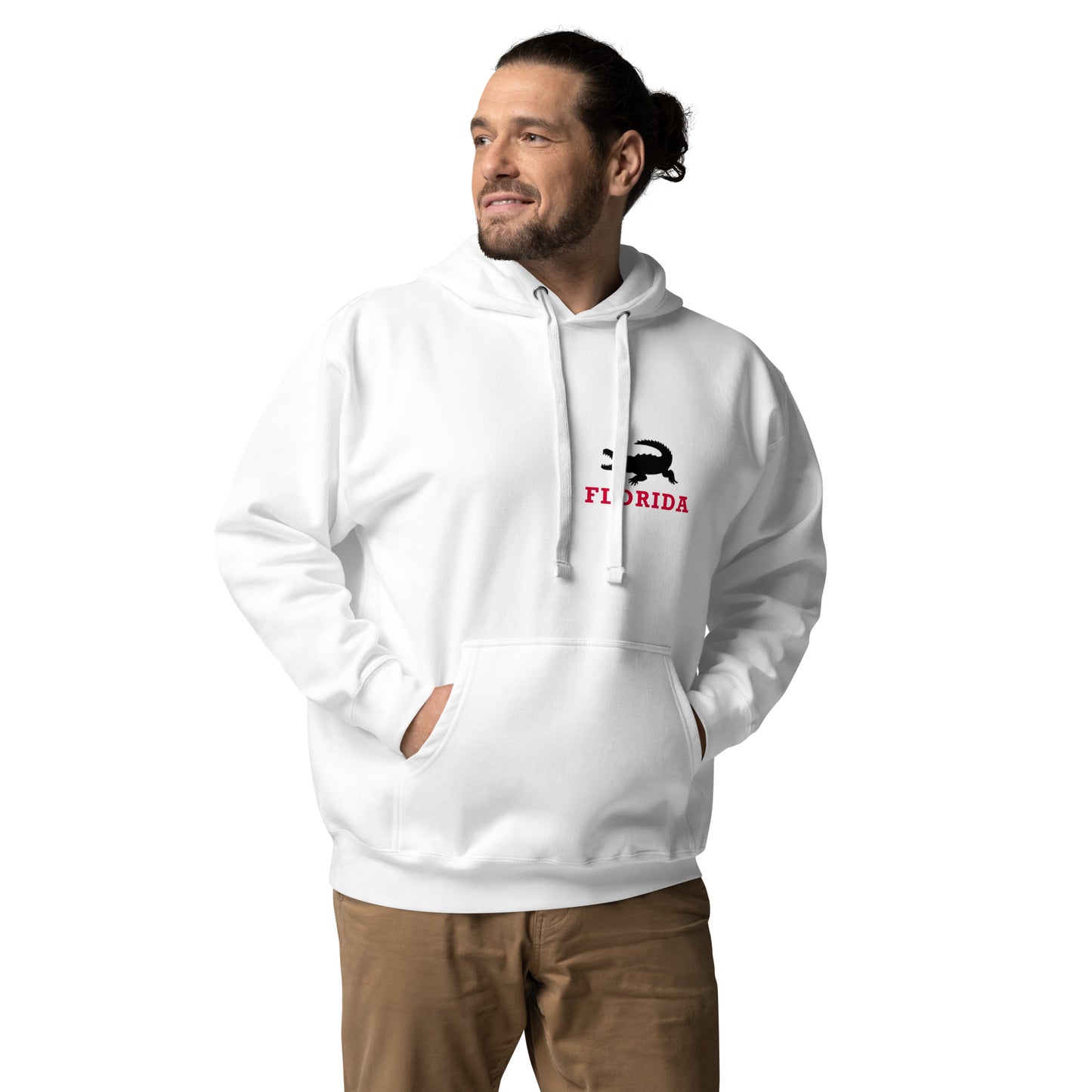 FLORIDA HOODIE W/ ALLIGATOR (white) - Unisex Premium Hoodie - Cotton Heritage Sweatshirt M2580