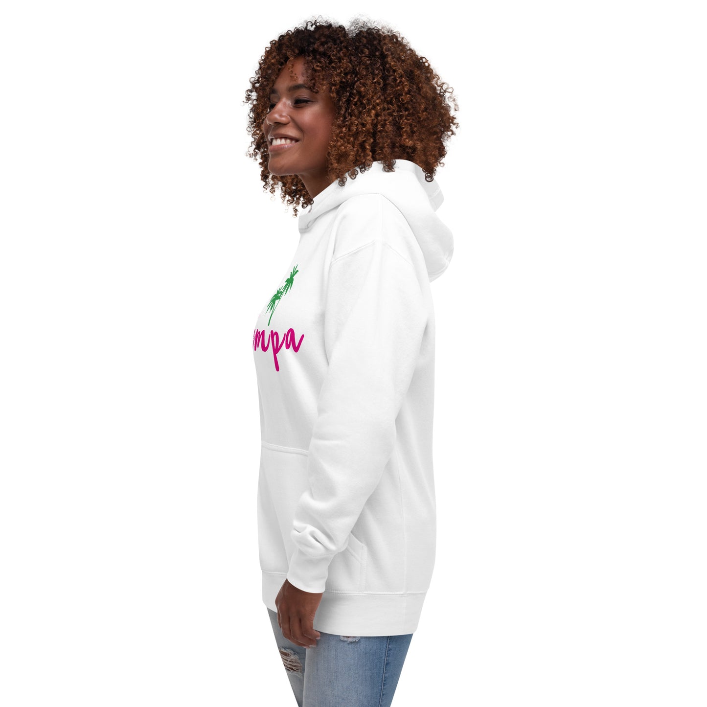TAMPA W/ PALM TREES (white) - Unisex Premium Hoodie - Cotton Heritage M2580