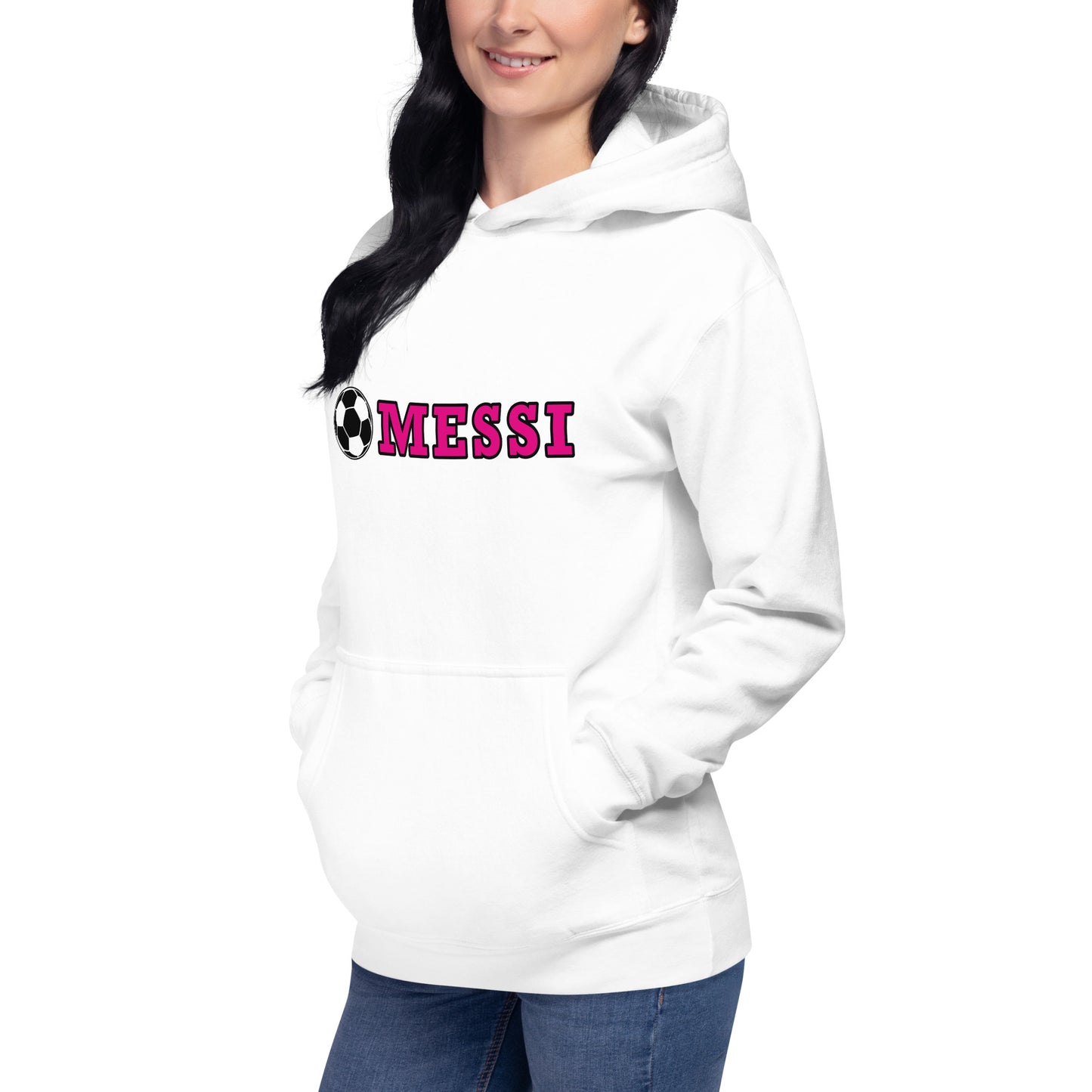 MESSI HOODIE W/ SOCCER BALL - Messi Soccer Ball - Unisex Premium Hoodie - Cotton Heritage M2580