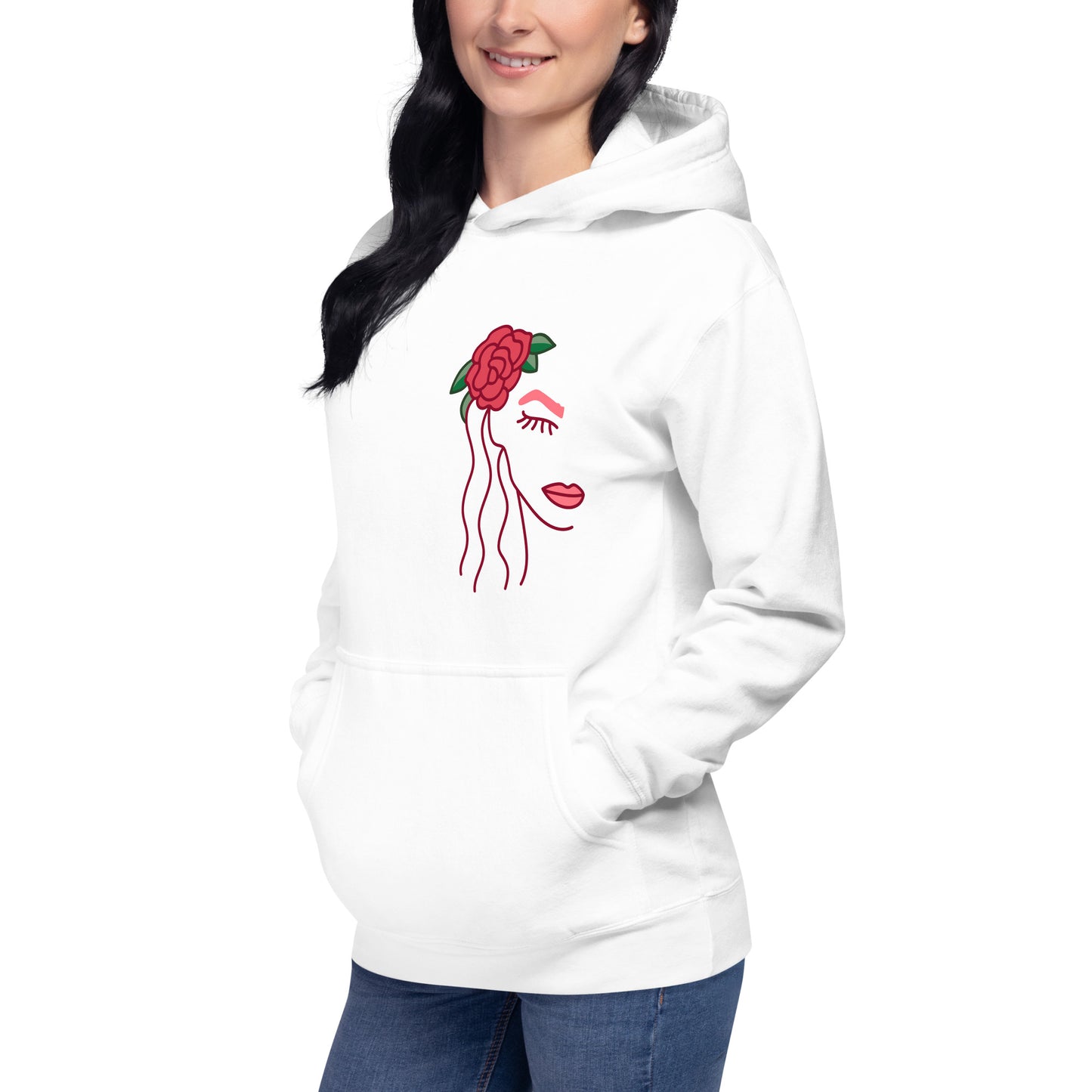 WOMEN'S HOODIE W/ ROSE - Unisex Premium FL Hoodie - Florida Fashion Hoodie