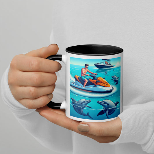 FLORIDA JETSKI MUG WITH DOLPHINS - Jetski with Dolphins Florida Mug