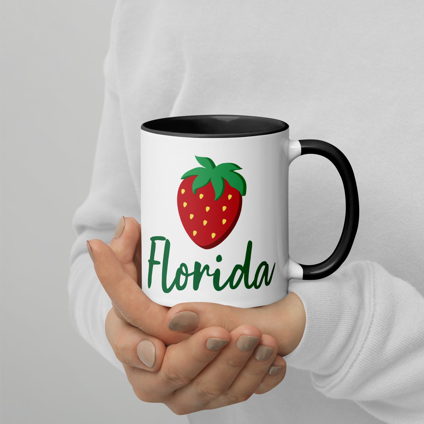 FLORIDA STRAWBERRY Mug with Color Inside - Florida Strawberries Mugs - FL Strawberry Mugs