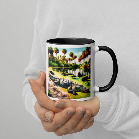 ALLIGATOR Florida Mug - Florida Alligator Mug Palm Trees