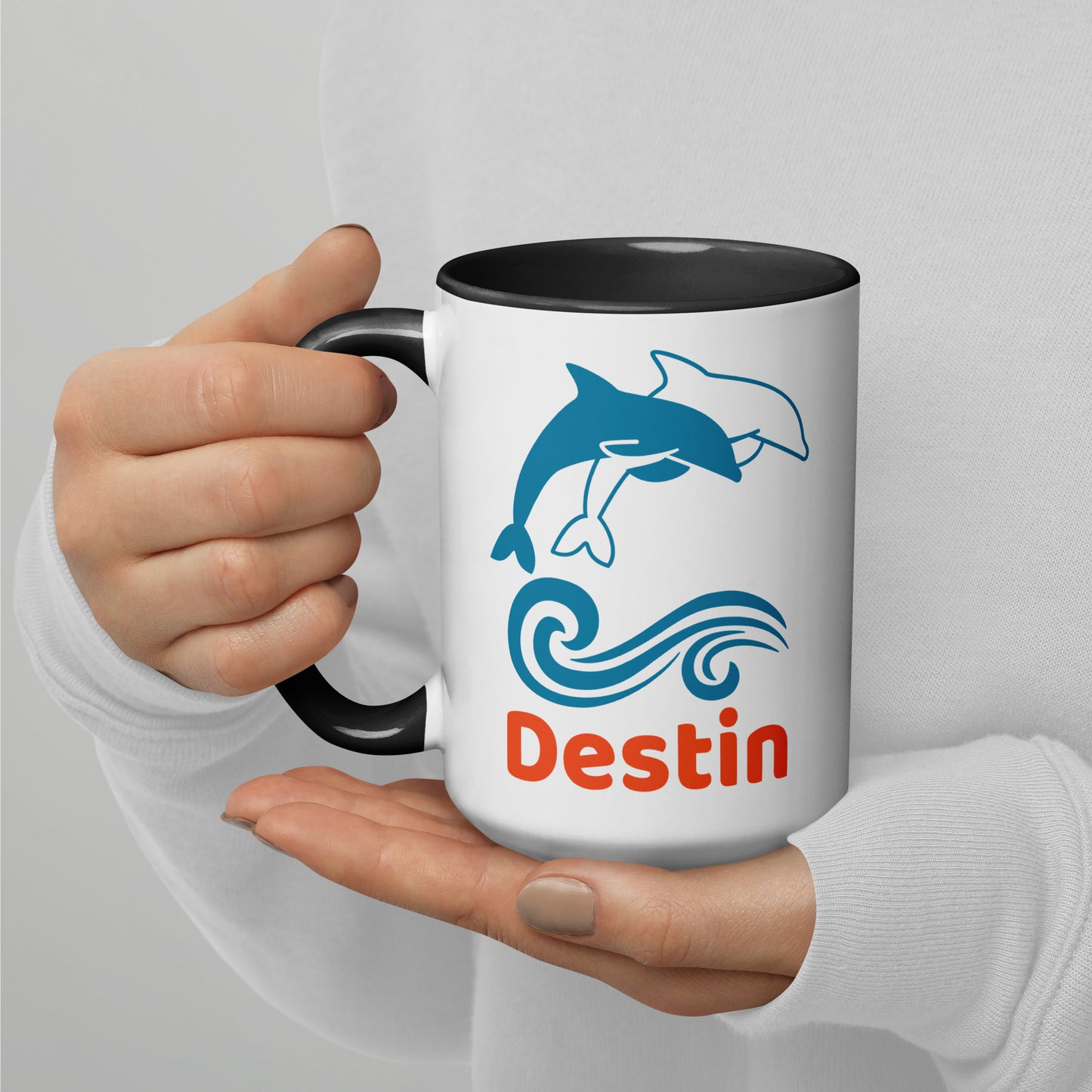 DESTIN DOLPHINS Mug with Color Inside - Destin Florida Dolphin Mugs