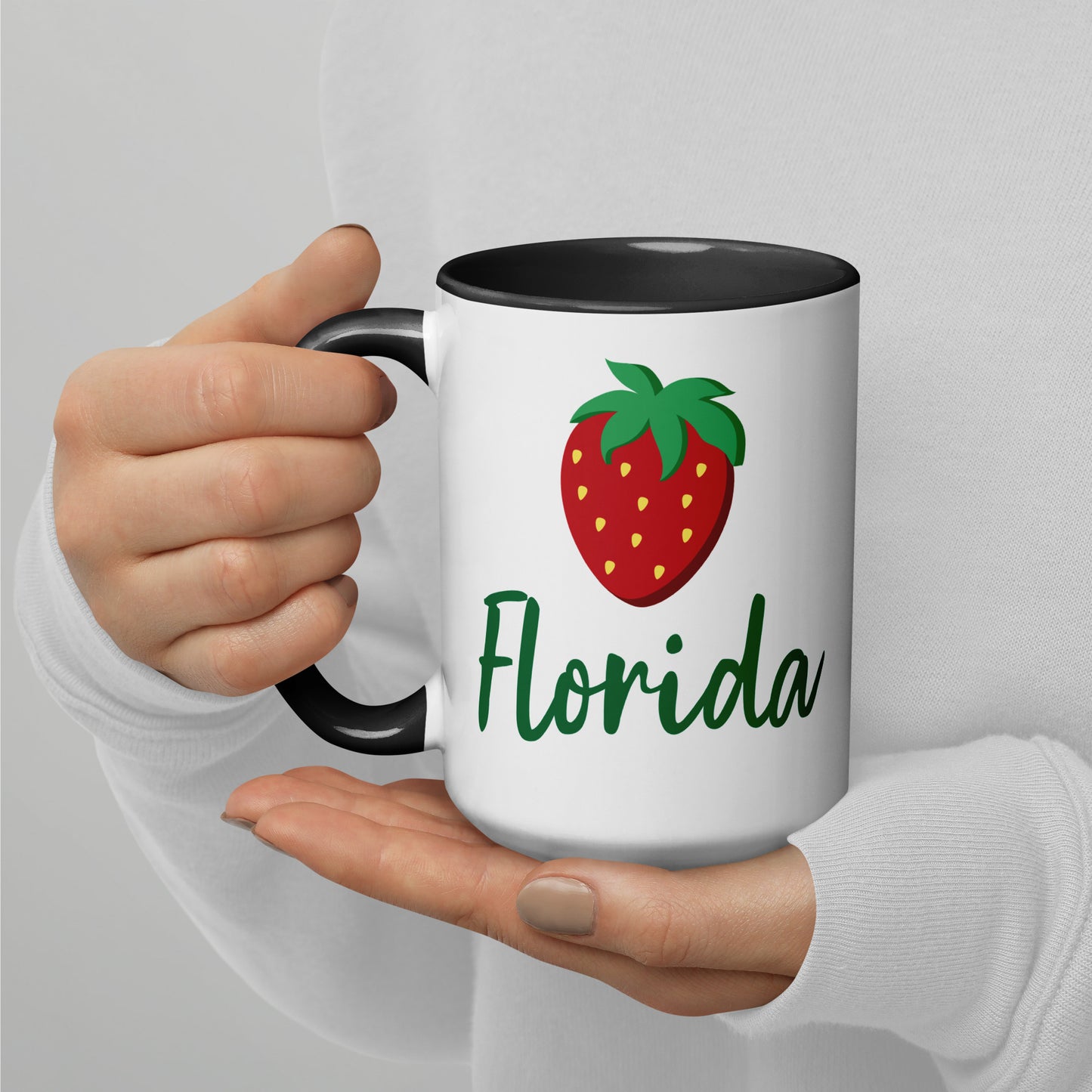 FLORIDA STRAWBERRY Mug with Color Inside - Florida Strawberries Mugs - FL Strawberry Mugs