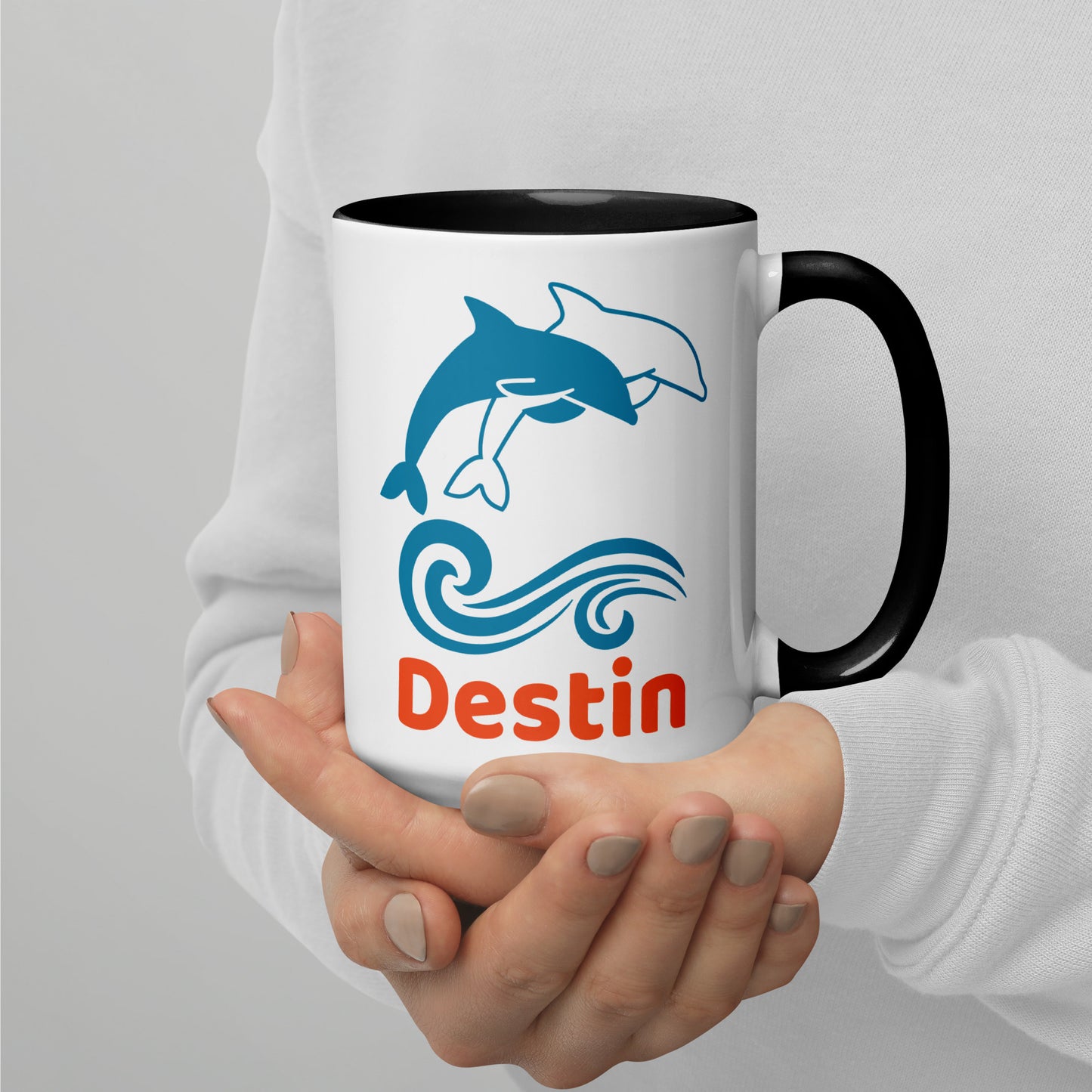 DESTIN DOLPHINS Mug with Color Inside - Destin Florida Dolphin Mugs