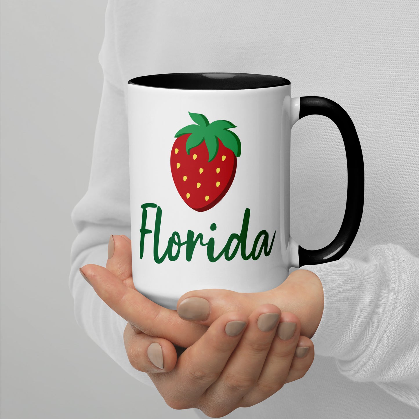 FLORIDA STRAWBERRY Mug with Color Inside - Florida Strawberries Mugs - FL Strawberry Mugs