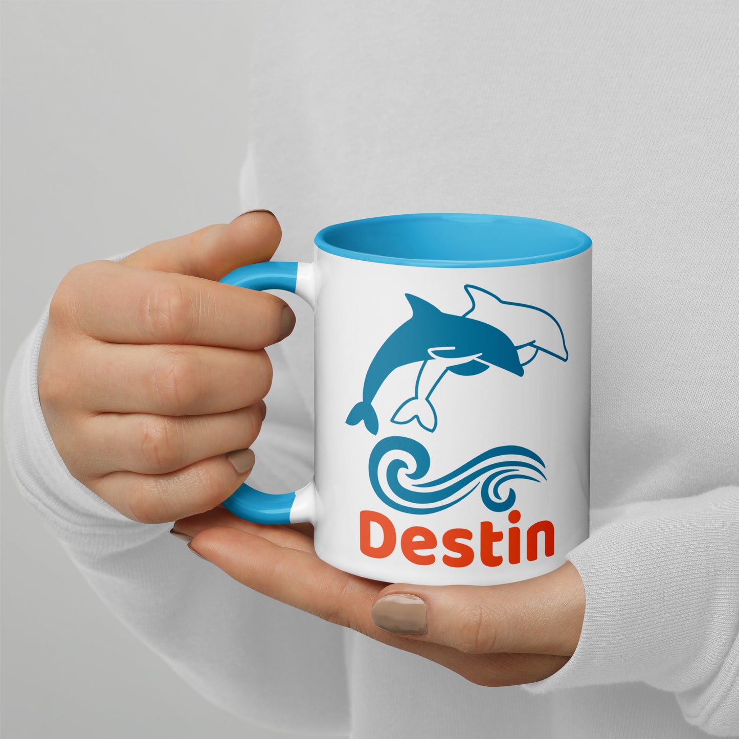 DESTIN DOLPHINS Mug with Color Inside - Destin Florida Dolphin Mugs