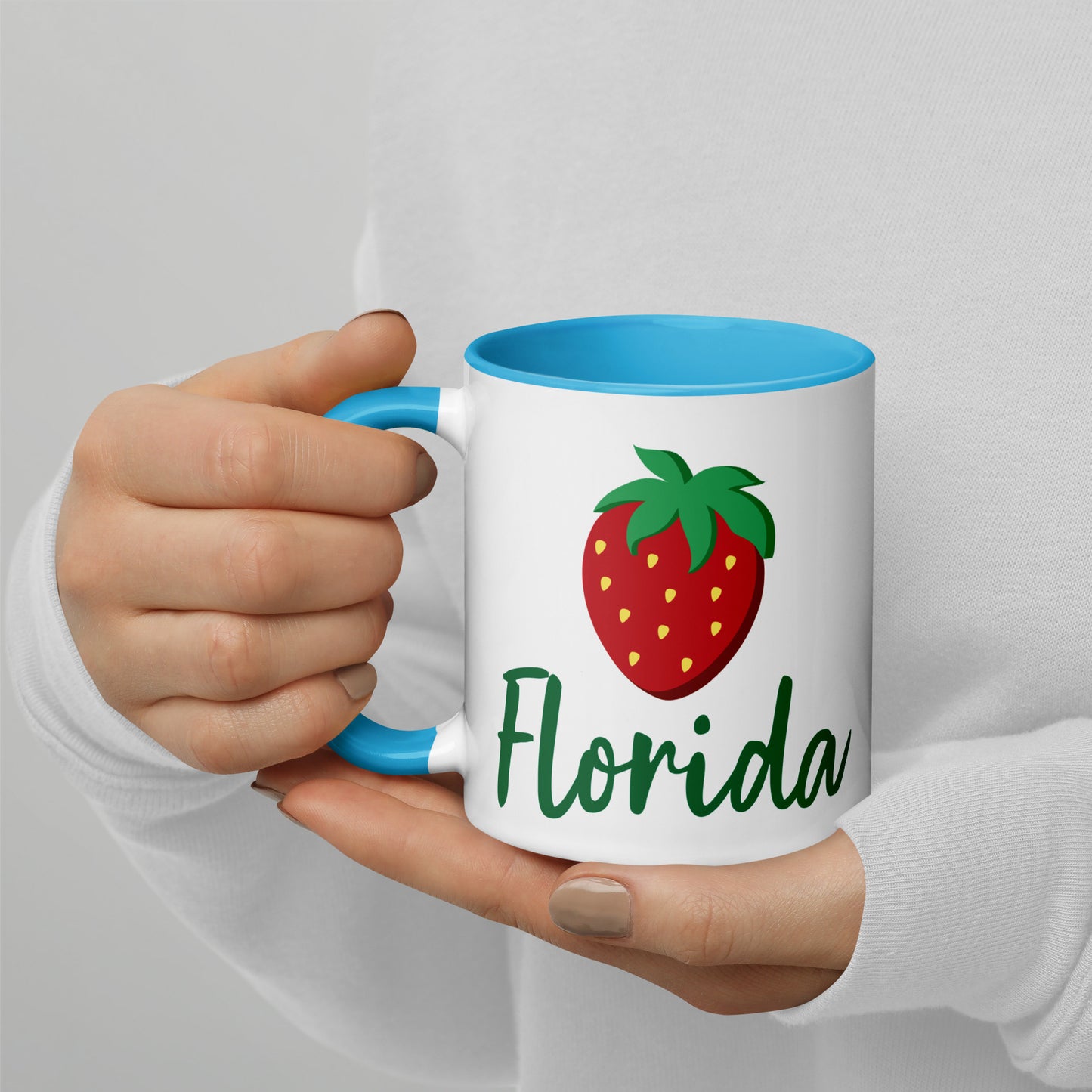 FLORIDA STRAWBERRY Mug with Color Inside - Florida Strawberries Mugs - FL Strawberry Mugs